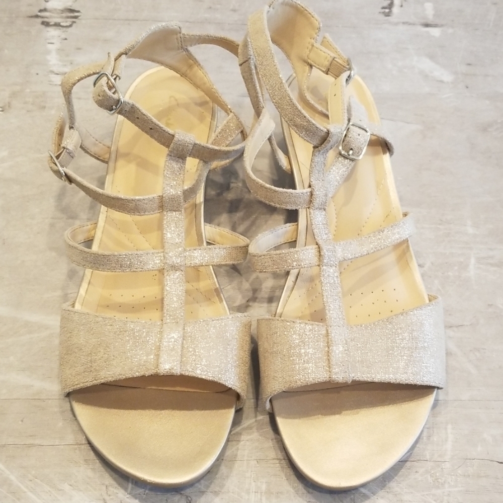 Clarks Gold Gladiator Platform Wedge Sandals - image 7